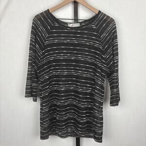 Tina Stephens Lightweight Sheer Sweater Womens Large Black White Stripes Classic